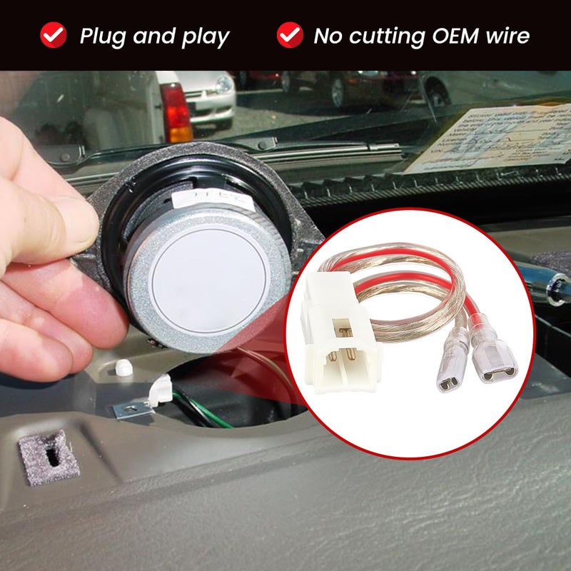 RED WOLF Front Dash Tweeters Speaker Wiring Harness Adapter Connector Plug Replacement for Dodge Ram Jeep Chrysler 2005-2022 Aftermarket Dash Tweeters Audio Cable Plug 2PC - Image 3